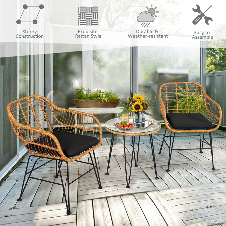 Rattan chair table online set